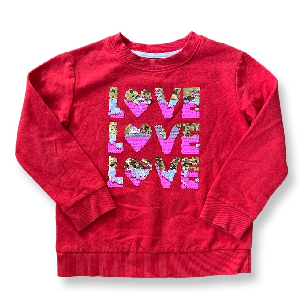 Red Love Sequin Kids Sweatshirt